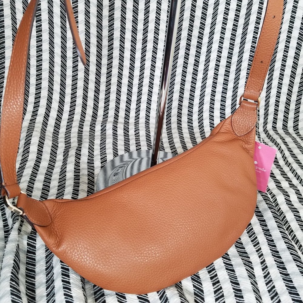 MAKE AN OFFER kate spade warm gingerbread leather belt waist fanny leila bag - Picture 5 of 8